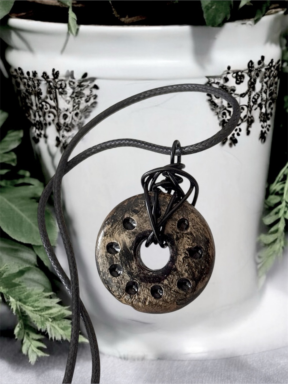 5 For $25💫Wrapped Wooden Circle Pendant